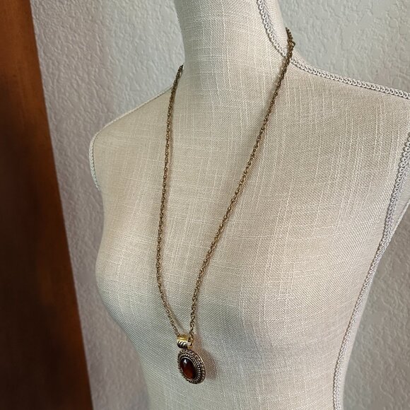 Vintage Victorian Faceted Pendant Gold Tone Chain - Picture 3 of 5